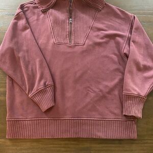 Aerie Men's Dusty Rose Zip-Up Sweater